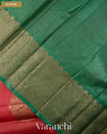 Tomato Red Pure Tussar Silk Saree — Blouse