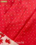 Off White Floral Applique Pure Kora Silk Saree — Blouse