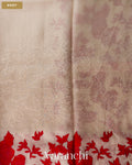 Off White Floral Applique Pure Kora Silk Saree — Body