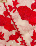 Off White Floral Applique Pure Kora Silk Saree — Border