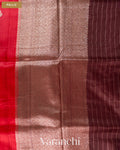 Crimson Red Pure Kora Silk Handloom Saree — Pallu