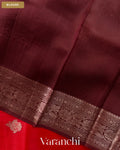 Crimson Red Pure Kora Silk Handloom Saree — Blouse