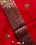 Crimson Red Pure Kora Silk Handloom Saree — Border