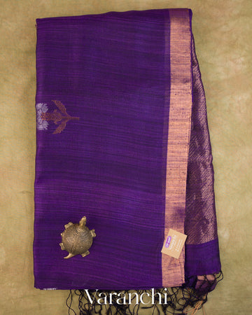 Deep Purple Pure Matka Silk Handloom Saree — Full Saree