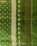 Parrot Green Pure Dupion Silk Handloom Saree — Pallu