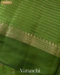 Parrot Green Pure Dupion Silk Handloom Saree — Blouse