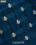 Ink Blue Pure Dupion Silk Handloom Saree — Body