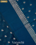 Ink Blue Pure Dupion Silk Handloom Saree — Border