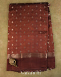 Earthy Brown Pure Dupion Silk Handloom Saree — Full Saree