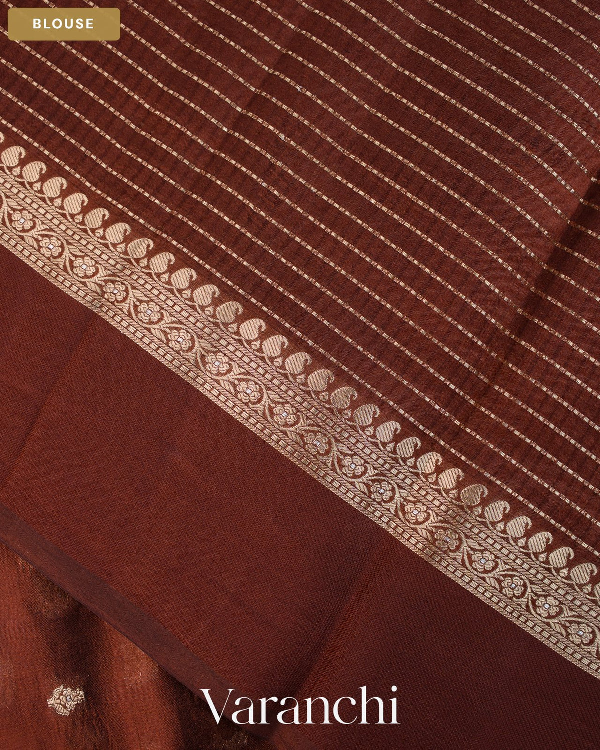 Earthy Brown Pure Dupion Silk Handloom Saree — Blouse