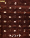 Earthy Brown Pure Dupion Silk Handloom Saree — Body