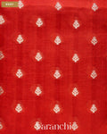 Rust Orange Pure Dupion Silk Handloom Saree — Body