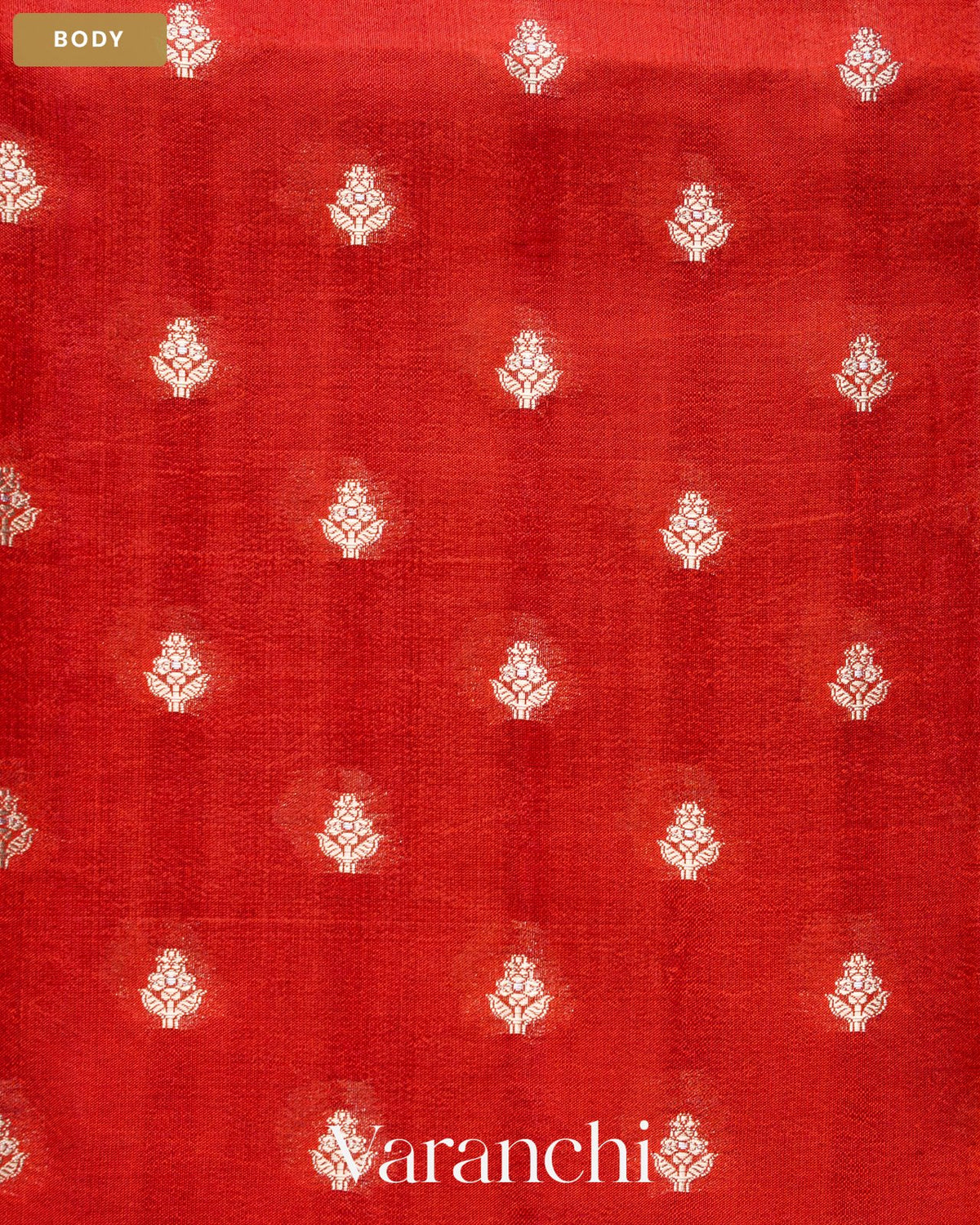 Rust Orange Pure Dupion Silk Handloom Saree — Body