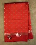 Rust Orange Pure Dupion Silk Handloom Saree — Full Saree