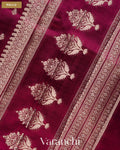 Burgundy Pure Dupion Silk Handloom Saree — Pallu