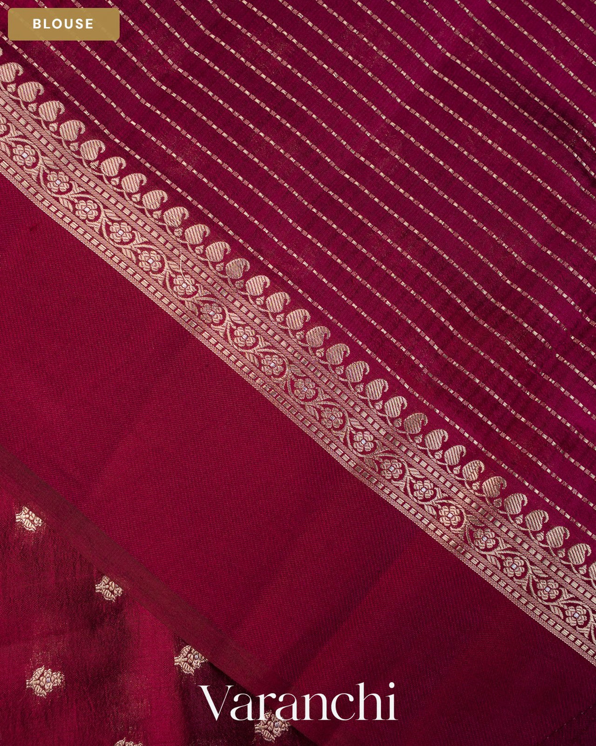 Burgundy Pure Dupion Silk Handloom Saree — Blouse