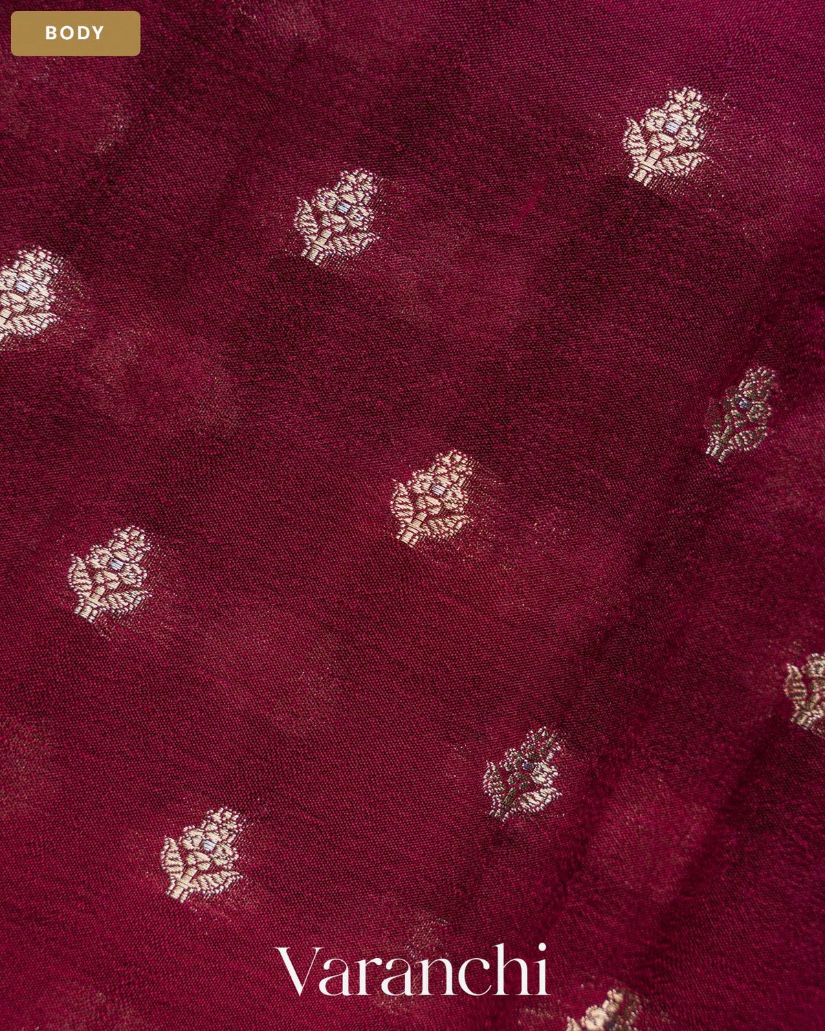 Burgundy Pure Dupion Silk Handloom Saree — Body