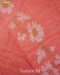 Peach Pink Floral Jamdani Pure Matka Silk Handloom Saree — Border
