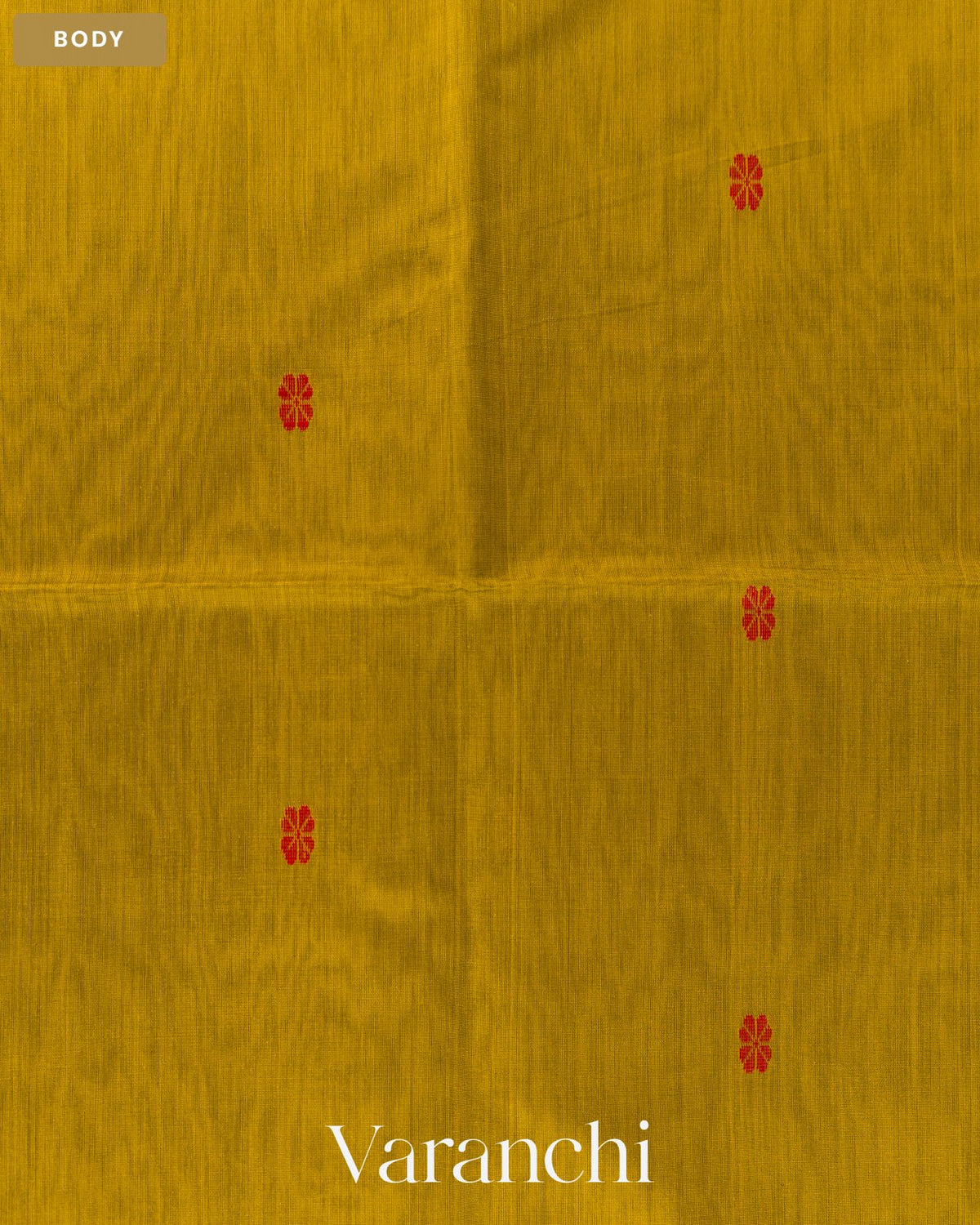 Olive Green Pure Maheshwari Silk Cotton Handloom Saree — Body