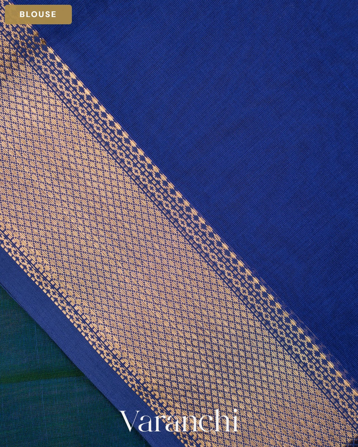 Peacock Blue Pure Maheshwari Silk Cotton Handloom Saree — Blouse