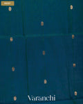Peacock Blue Pure Maheshwari Silk Cotton Handloom Saree — Body