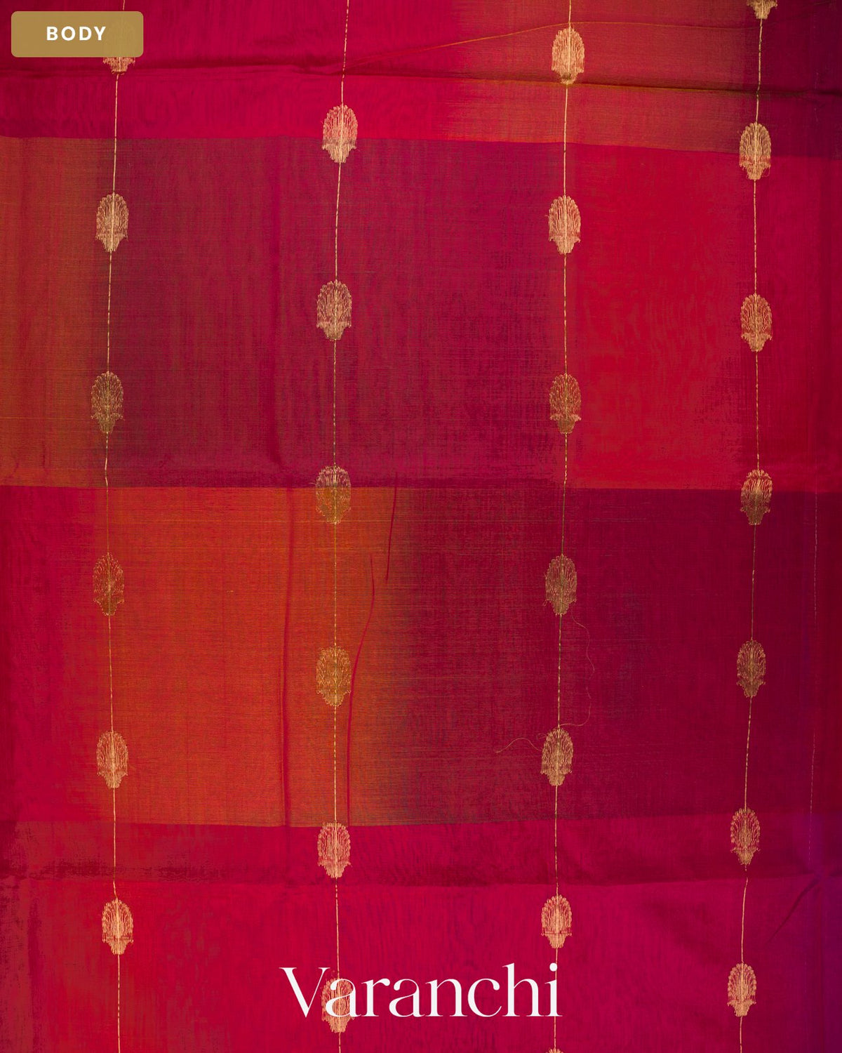 Rani Pink Ombre-Dyed Pure Maheshwari Silk Cotton Handloom Saree — Body