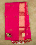 Rani Pink Pure Maheshwari Silk Cotton Handloom Saree — Full Saree