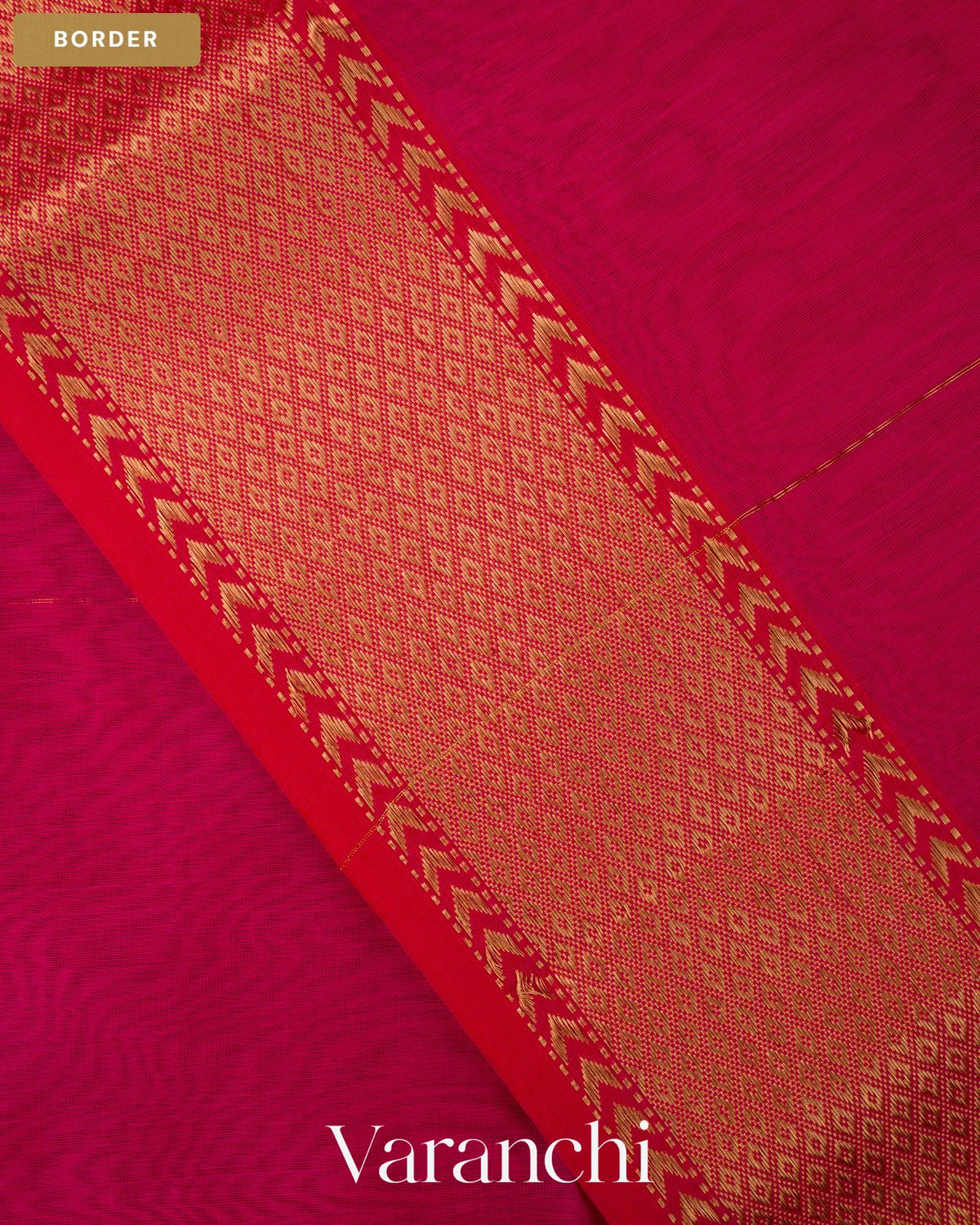Rani Pink Pure Maheshwari Silk Cotton Handloom Saree — Border