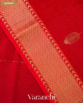Bright Red Pure Maheshwari Silk Cotton Handloom Saree — Border