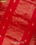Bright Red Pure Maheshwari Silk Cotton Handloom Saree — Pallu