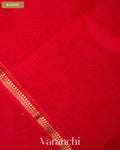 Bright Red Pure Maheshwari Silk Cotton Handloom Saree — Blouse