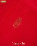 Bright Red Pure Maheshwari Silk Cotton Handloom Saree — Body