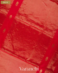 Bright Red Pure Maheshwari Silk Cotton Handloom Saree — Pallu