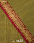 Mehandi Green Pure Maheshwari Silk Cotton Handloom Saree — Border