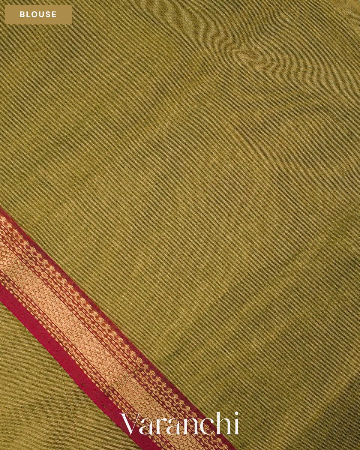 Mehandi Green Pure Maheshwari Silk Cotton Handloom Saree — Blouse