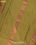 Mehandi Green Pure Maheshwari Silk Cotton Handloom Saree — Pallu