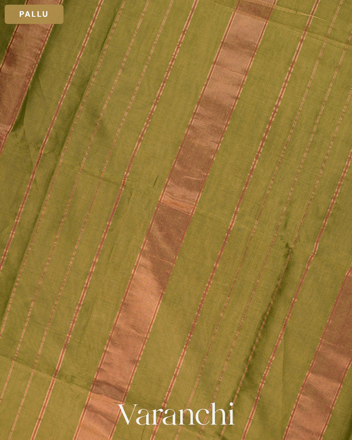 Mehandi Green Pure Maheshwari Silk Cotton Handloom Saree — Pallu