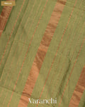 Mehandi Green Pure Maheshwari Silk Cotton Handloom Saree — Pallu