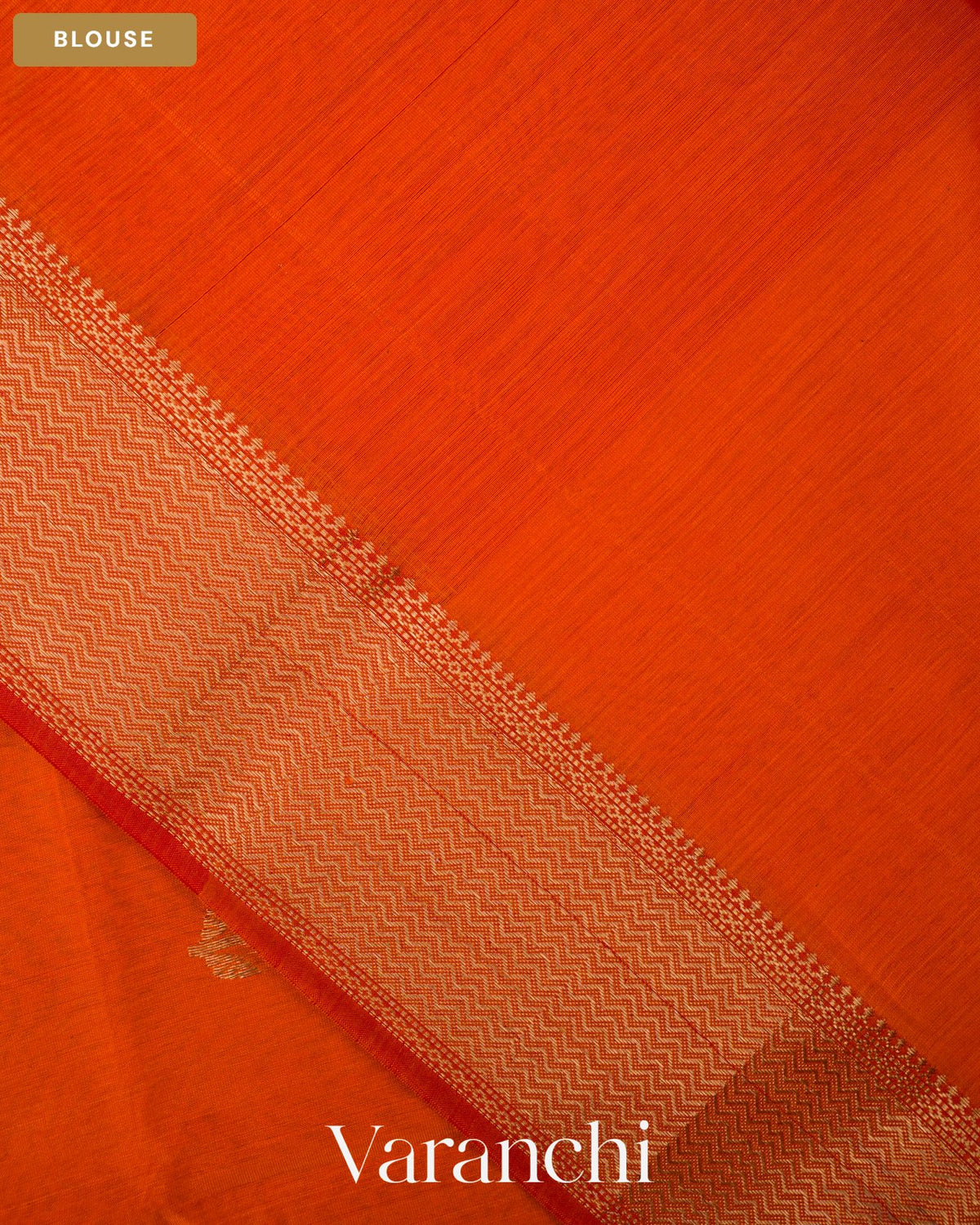 Orange Pure Maheshwari Silk Cotton Handloom Saree — Blouse
