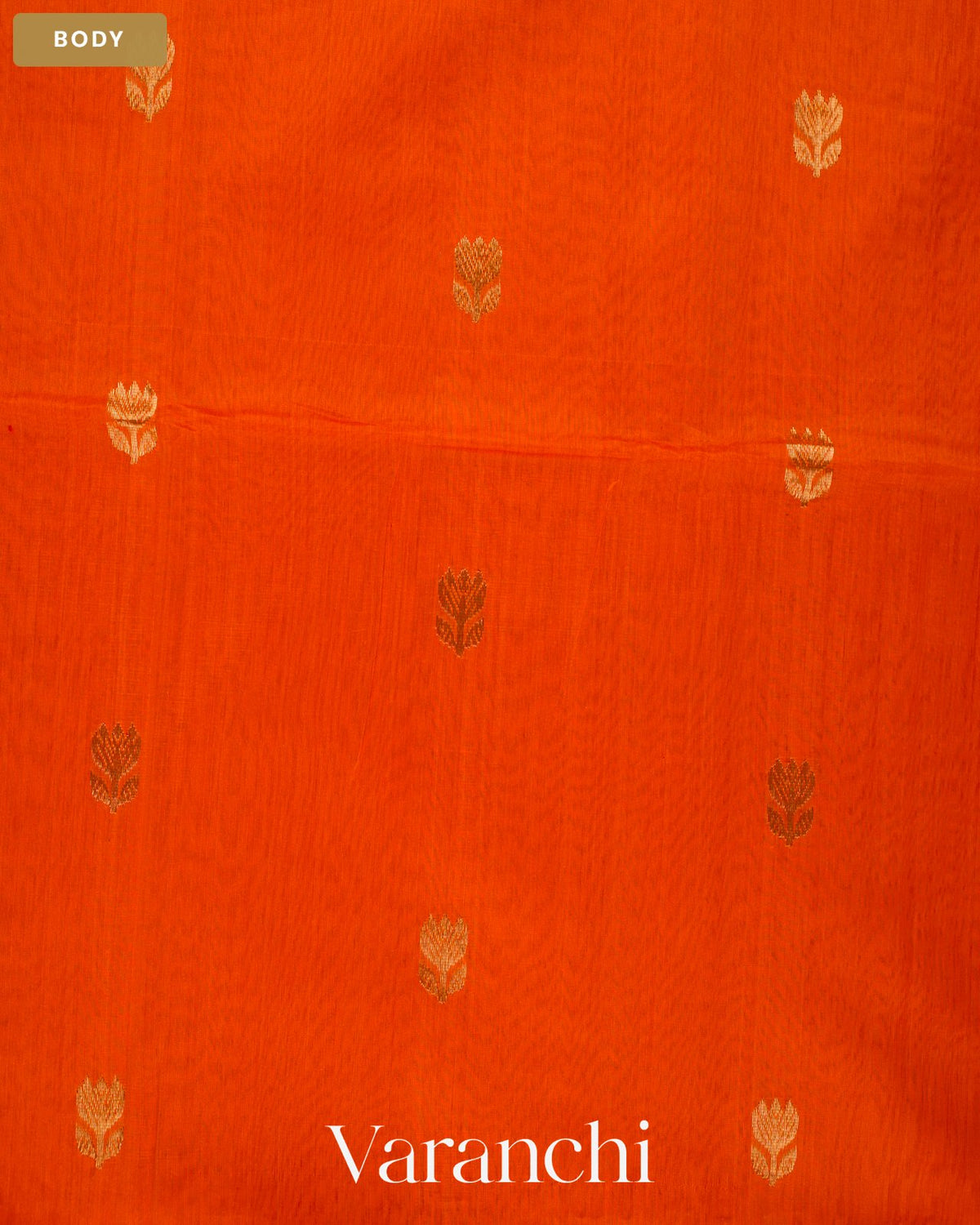 Orange Pure Maheshwari Silk Cotton Handloom Saree — Body