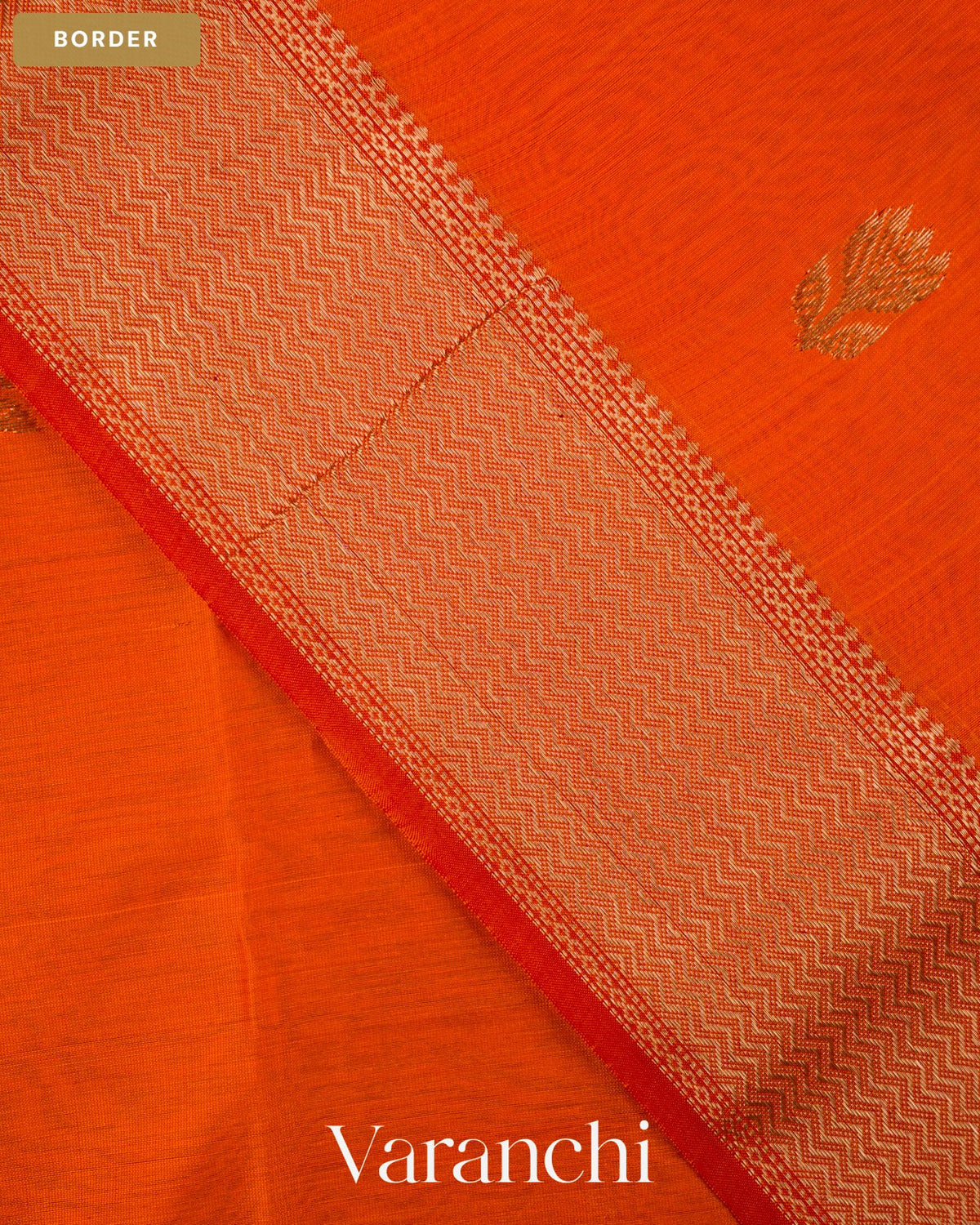 Orange Pure Maheshwari Silk Cotton Handloom Saree — Border