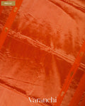 Orange Pure Maheshwari Silk Cotton Handloom Saree — Pallu