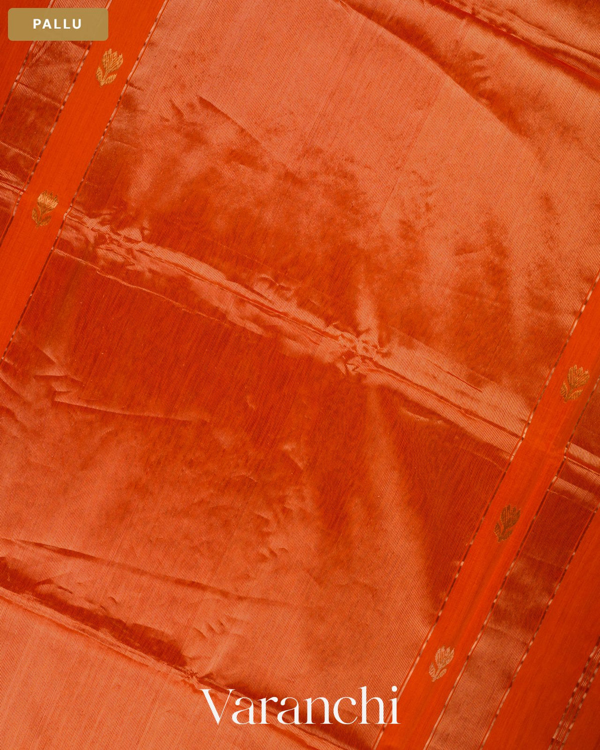 Orange Pure Maheshwari Silk Cotton Handloom Saree — Pallu