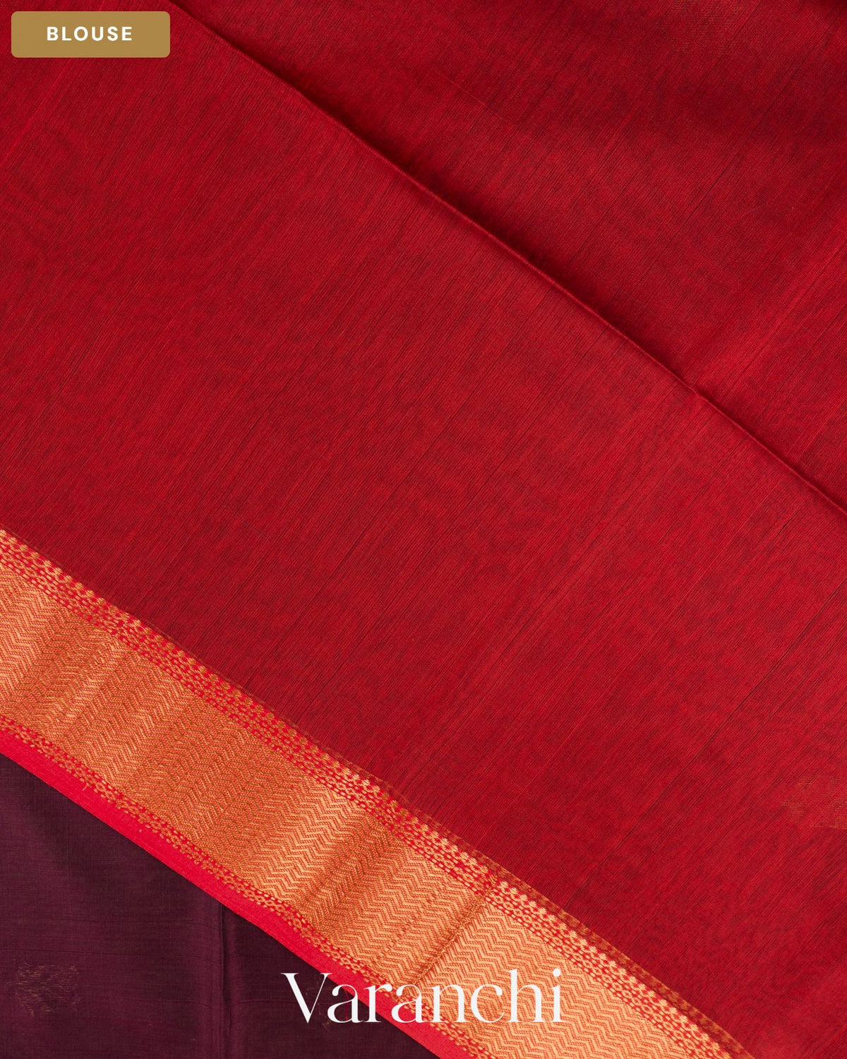 Wine Maroon Pure Maheshwari Silk Cotton Handloom Saree — Blouse