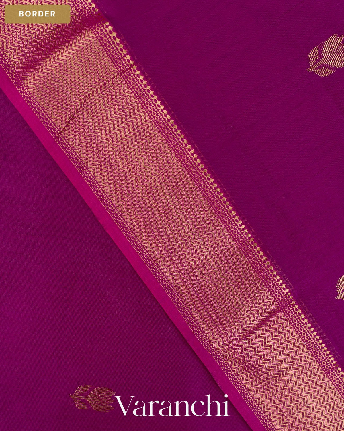 Magenta Pure Maheshwari Silk Cotton Handloom Saree — Border