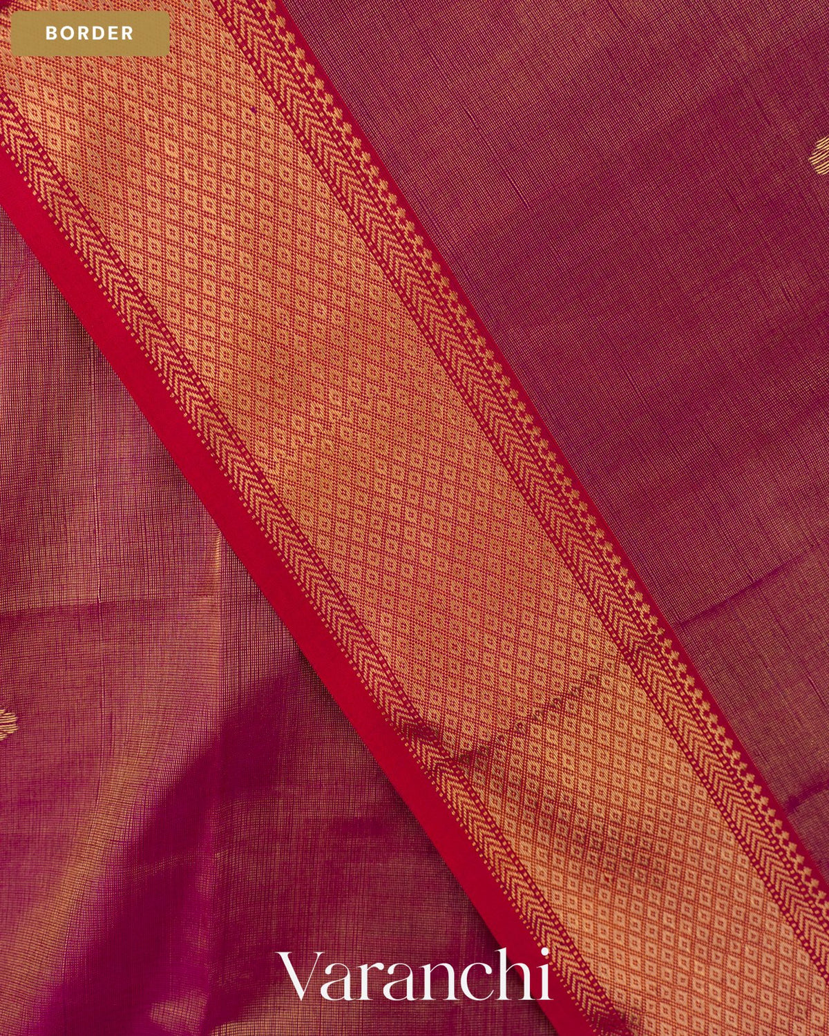 Wine Purple Pure Maheshwari Silk Cotton Handloom Saree — Border