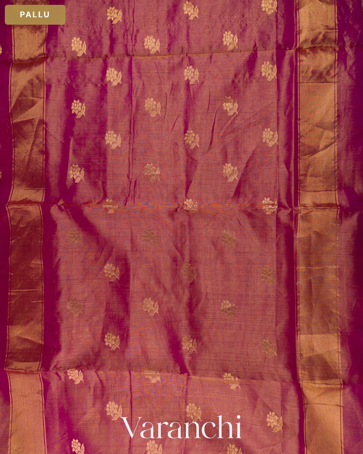 Wine Purple Pure Maheshwari Silk Cotton Handloom Saree — Pallu