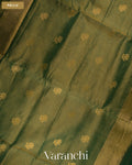 Bottle Green Pure Maheshwari Silk Cotton Handloom Saree — Pallu