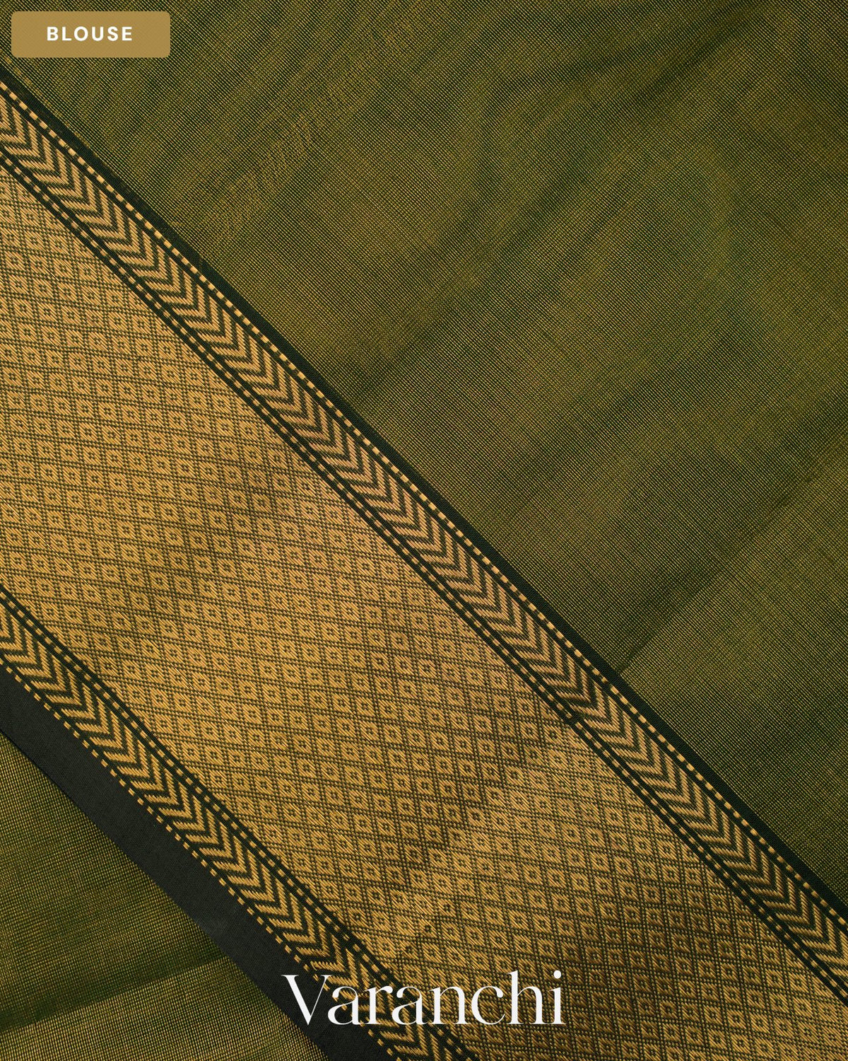 Bottle Green Pure Maheshwari Silk Cotton Handloom Saree — Blouse