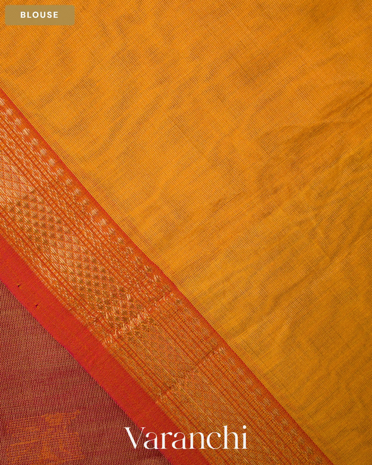 Rust Orange Pure Maheshwari Silk Cotton Handloom Saree — Blouse
